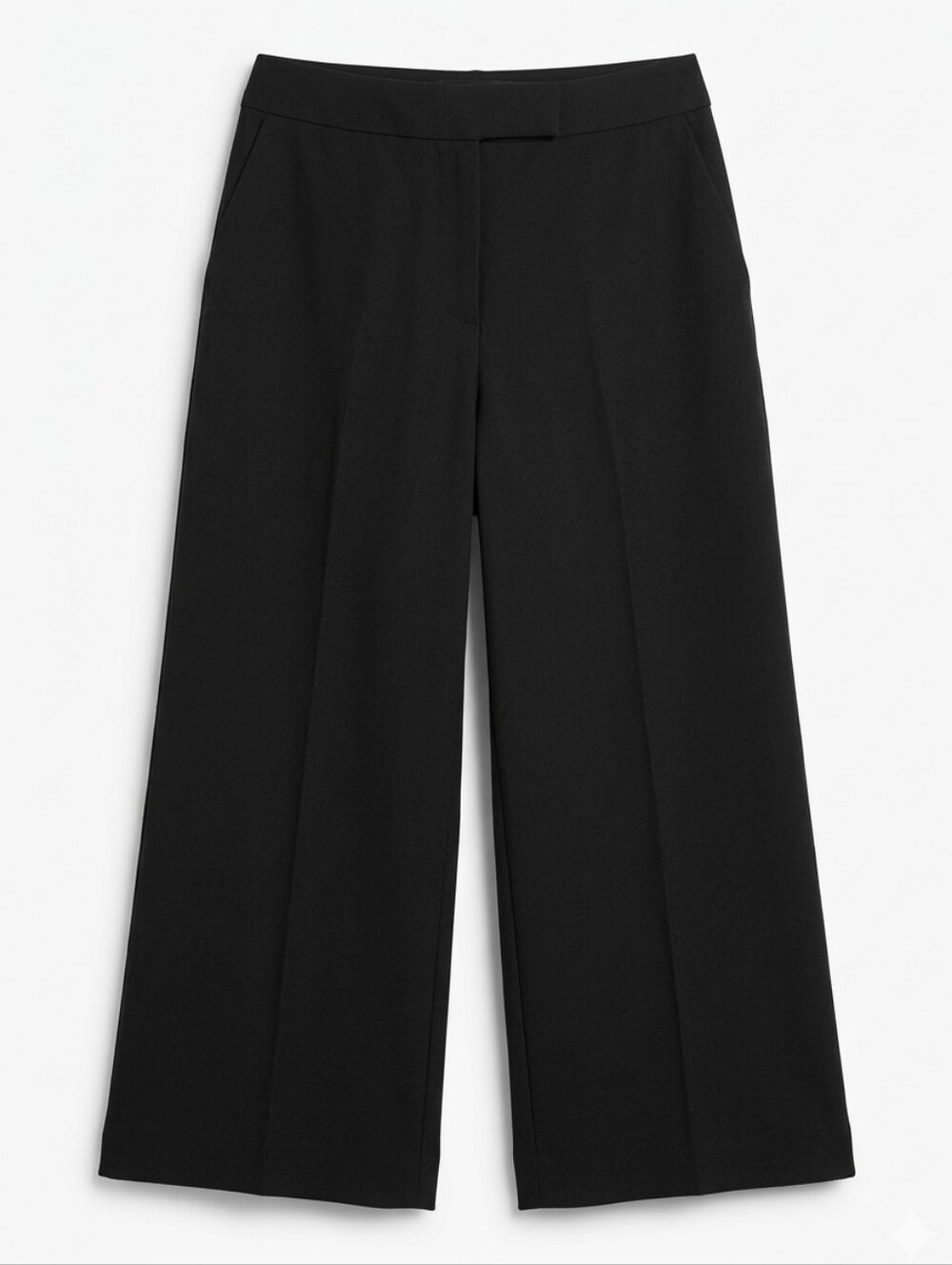 NWOT DKNY Black Wide Leg Cropped Pants High Waist Stretch Office SIZE 8
